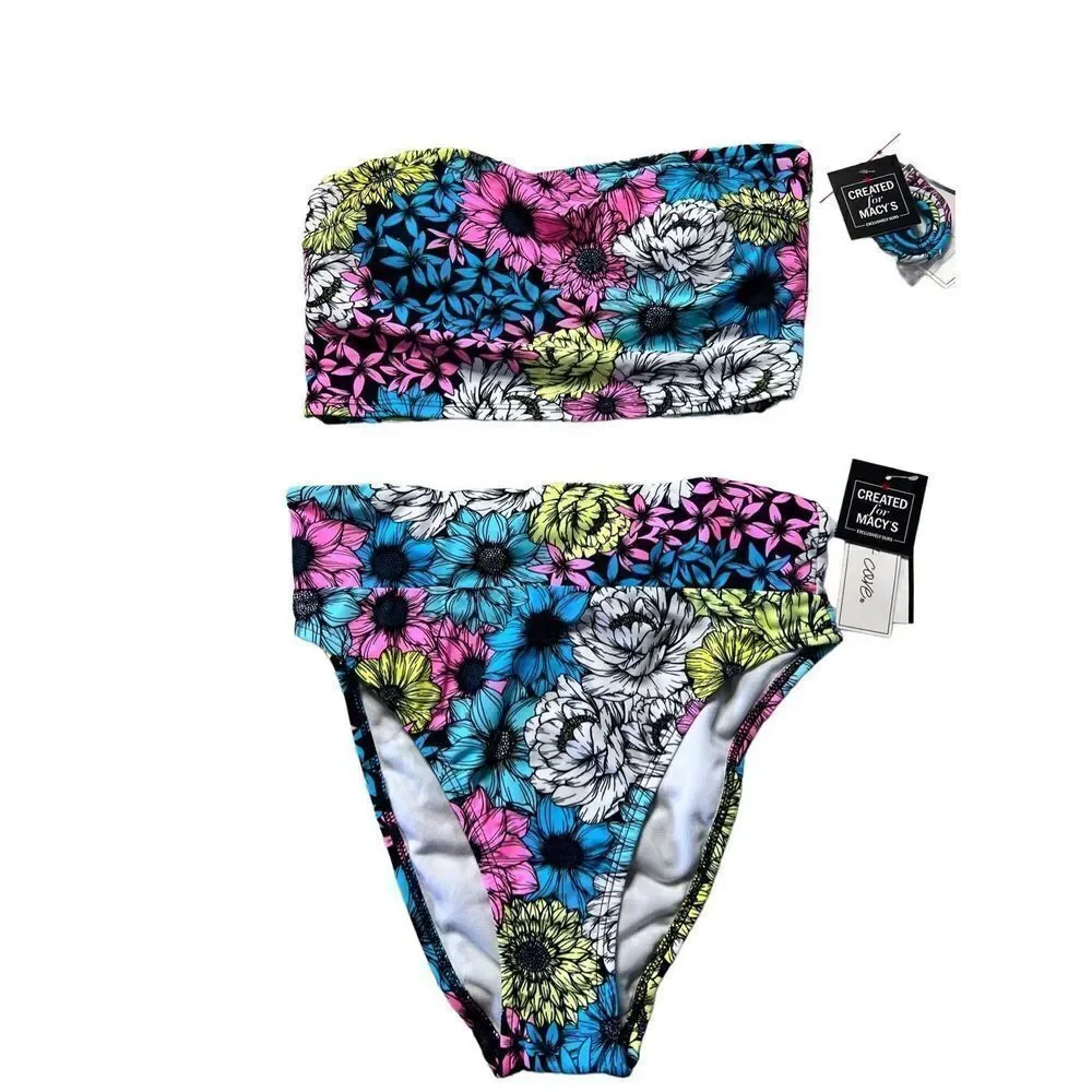 Salt & Cove Women's Multi-Color Floral Print 2-Piece Bikini Set Size M NWT